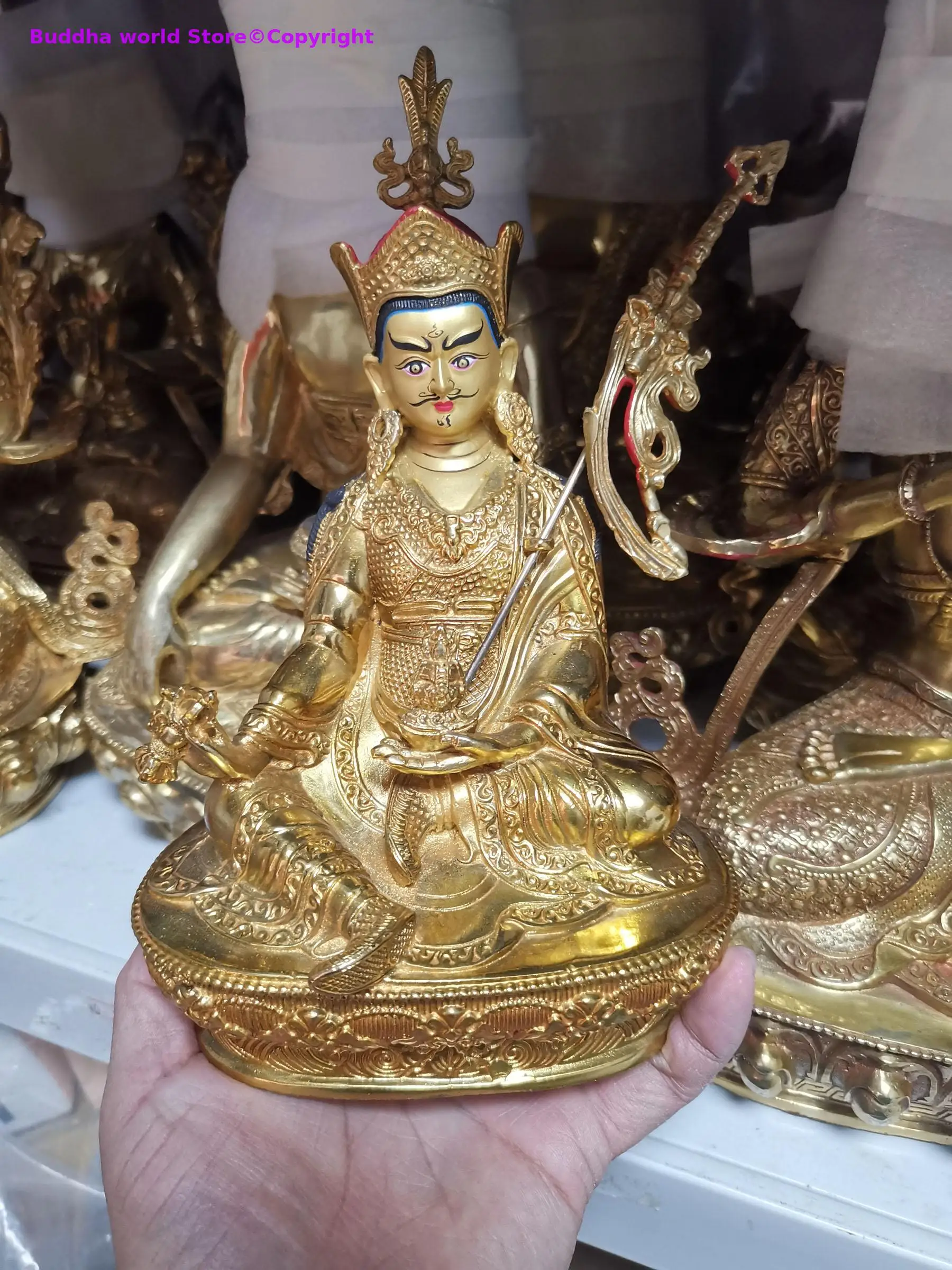 Buddhism Padmasambhava Guru Rinpoche Buddha statue Tibet temple HOME gilded copper Buddha statue bless safe health good luck