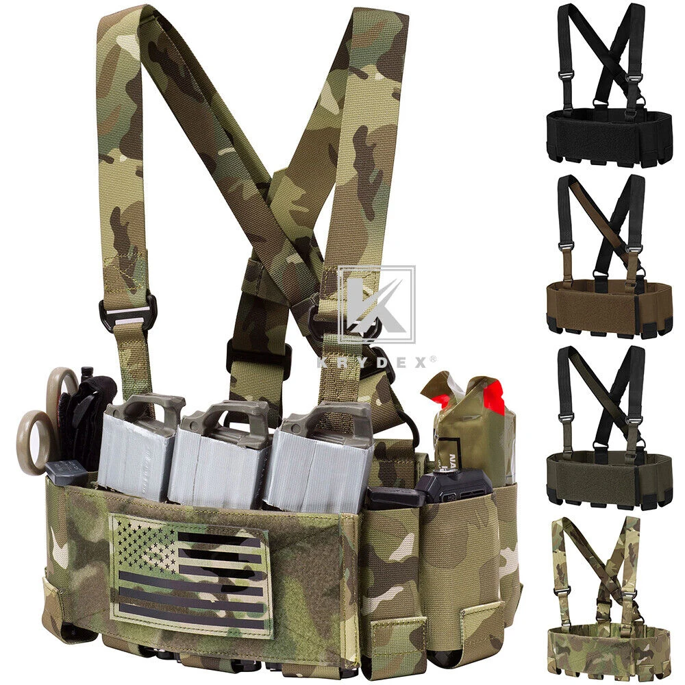 

KRYDEX Tactical 556 Ready Chest Rig Concealed Carry Low Vis Elastic Cummerbund 5.56 Rifle & 9mm Pistol Chest Vest