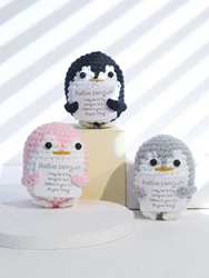 Mini Penguin Crochet Doll，Cute Potato Knitted Penguin Toy with Positive Card ，Gift for Graduation Family Friend Encouragement