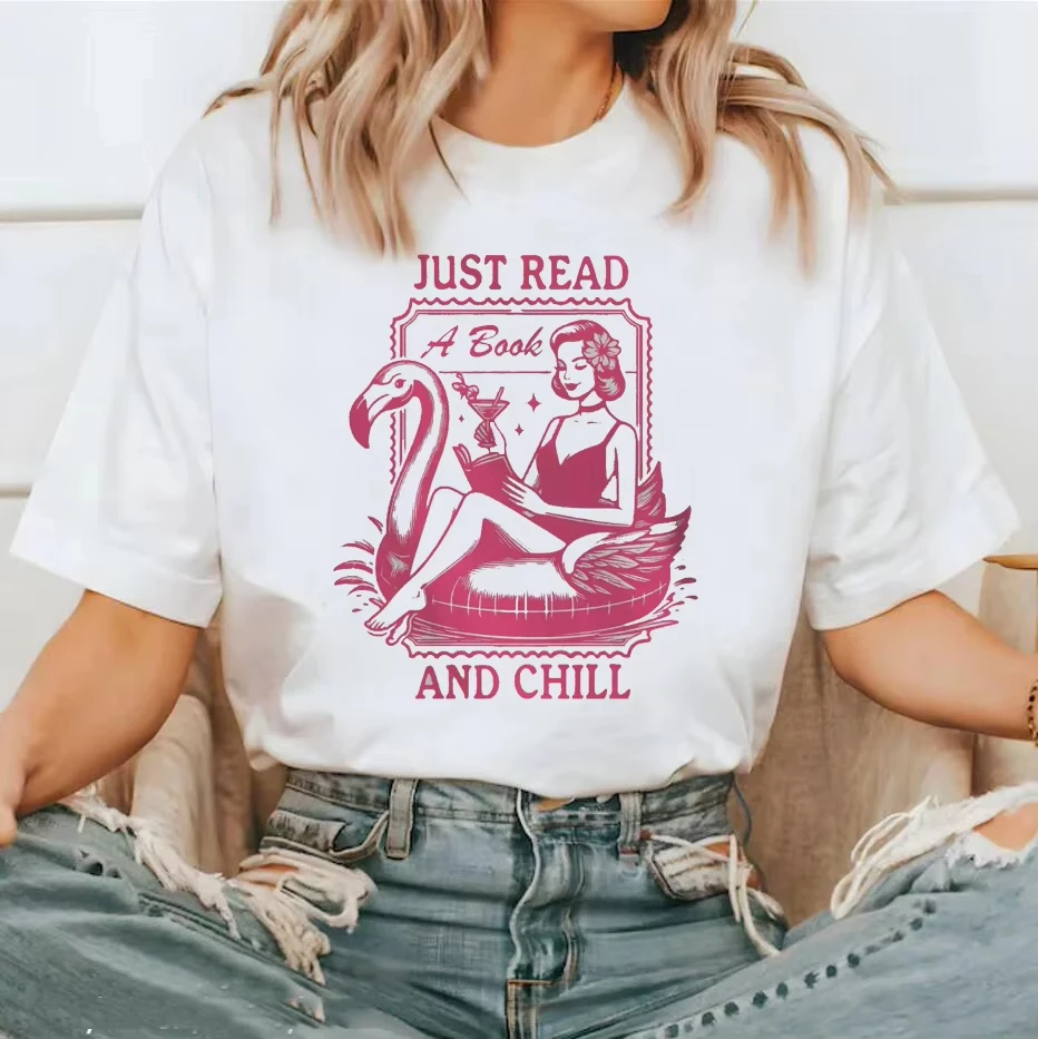 

Женские футболки с рисунком Just Read A Book & Chill, женские летние модные забавные футболки большого размера, винтажные эстетические футболки, топы
