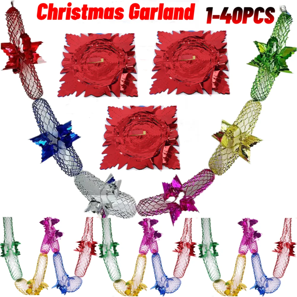 1-30Pcs Foil Garland Christmas Garland Home Decoration Ceiling Hanging Decor Christmas Wreath Decorative Garlands Party Supplies