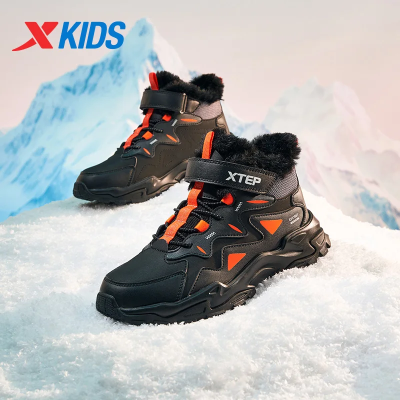 

Xtep Older Children‘s High-top Cotton Shoes for Boys 2024 Winter Plush Warm Double Cotton Velcro Non-slip Sneakers 677415379120