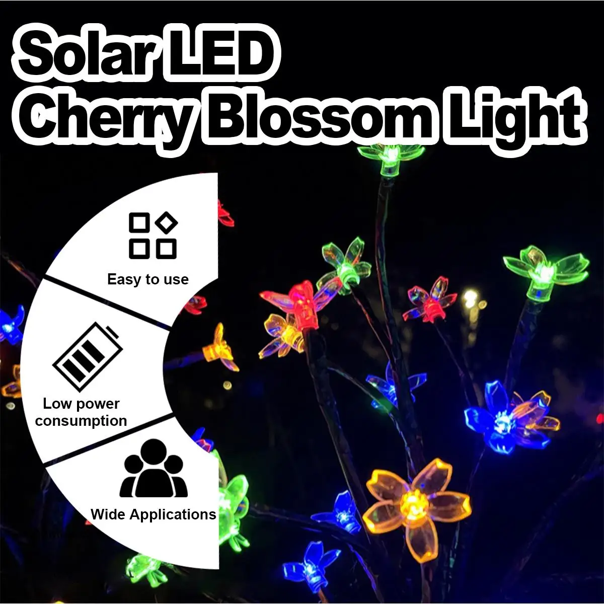 

Nice Solar Cherry Blossom Ground Lamp Waterproof Powered Led Lights Garden For Garden Light Courtyard Flowers Outdoor Pathway Fe