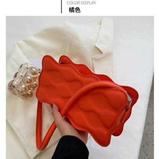 Red Wave Fashion Trend Girl Woman Messenger Shoulder PU PVC Leather Women Lady Bags Handbag Phone Case Purses Square Tote Bag