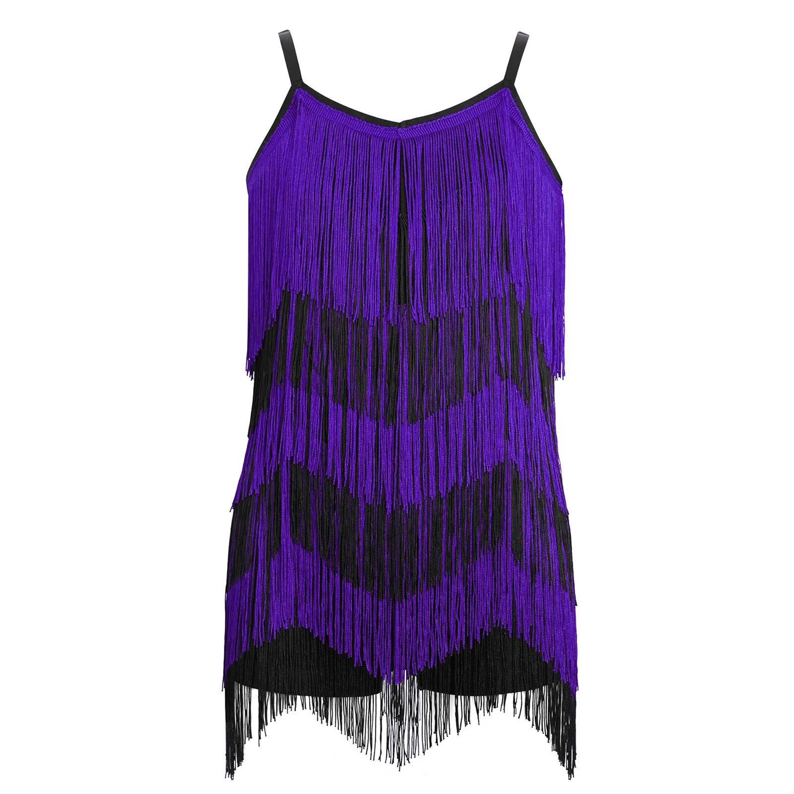 Kids Girls Tango Rumba Bodysuits Sparkling Sequins Latin Dance Leotard One Shoulder Tassels Bodysuit with Sheer Mesh Gloves