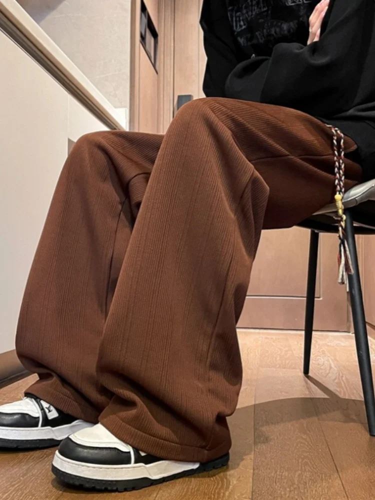 

Men's Straight Leg Casual Pants Autumn Spring Large Size Loose Wide Leg Pants American Sle Heavyweight Sweatpants