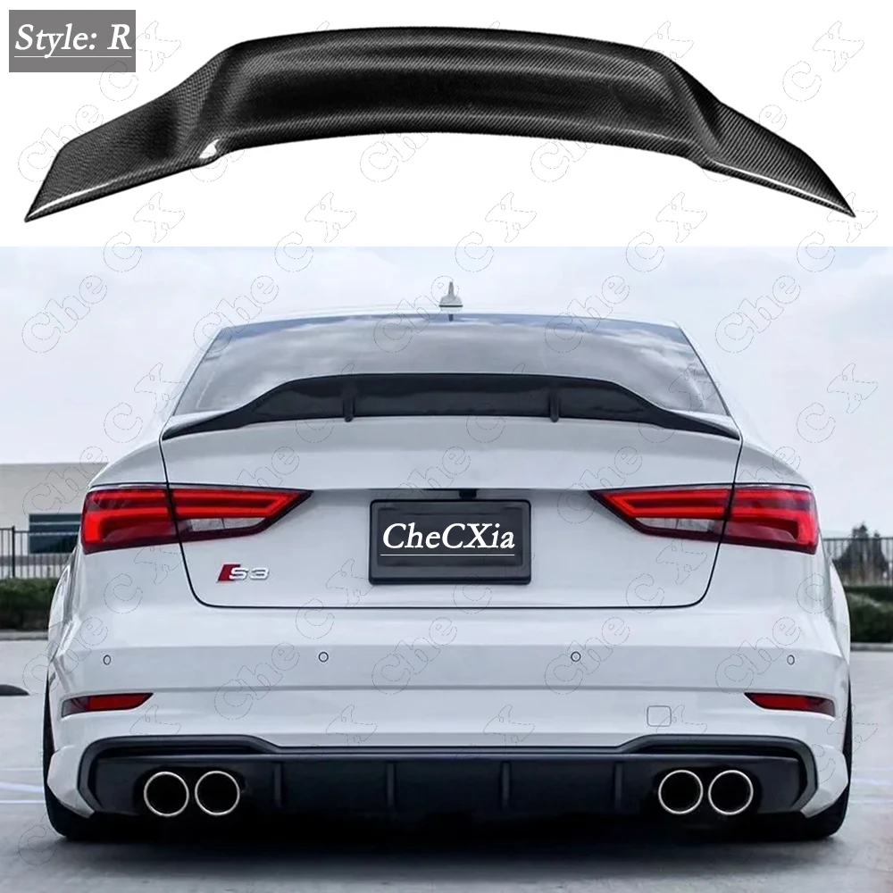 

For AUDI 2013-2020 A3 S3 RS3 8V Limousine Sedan R Style Glass Fibre Rear Spoiler Trunk Wing Carbon Fiber Look Rear Spoiler