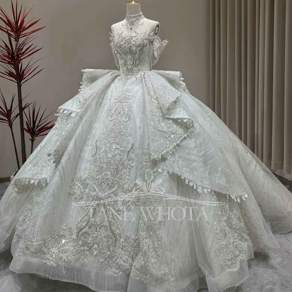 Robes De Mariée Sur Mesure Sweetheart Off Shoulder Lace Up Back Ball Gown Sequined Beading Embroidery Customized Wedding Dress