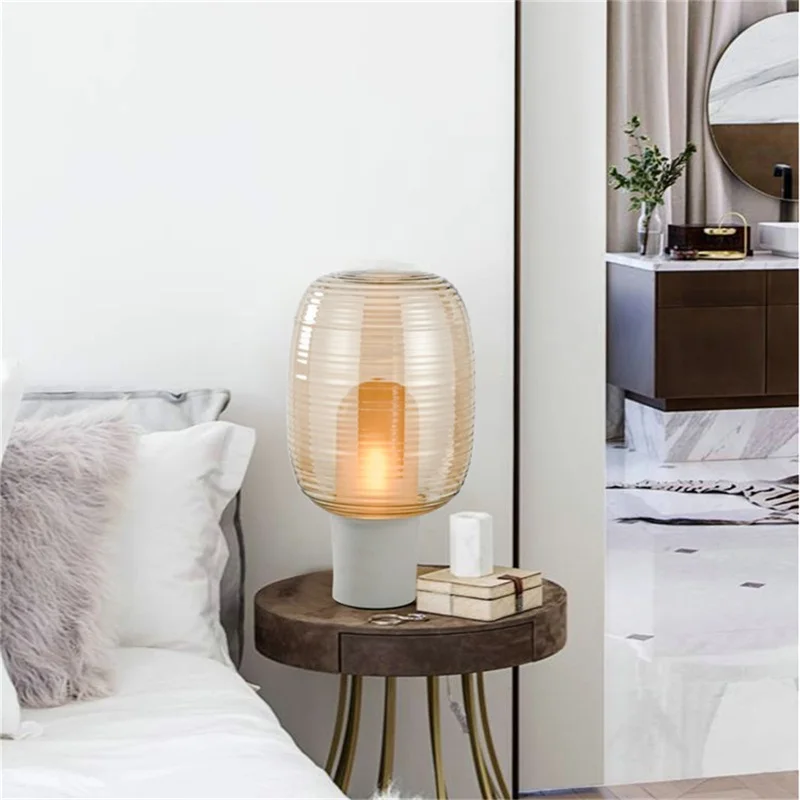 APRIL Nordic Table Light Contemporary Simple Glass Desk Lamp LED Home Decorative Living Room Bedroom