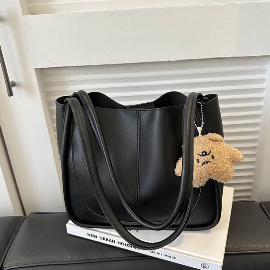 Tas Tote Wanita Retro Sederhana Kapasitas Besar, Gaya Kasual untuk Musim Gugur dan Musim Dingin, Cocok untuk Kerja dan Santai