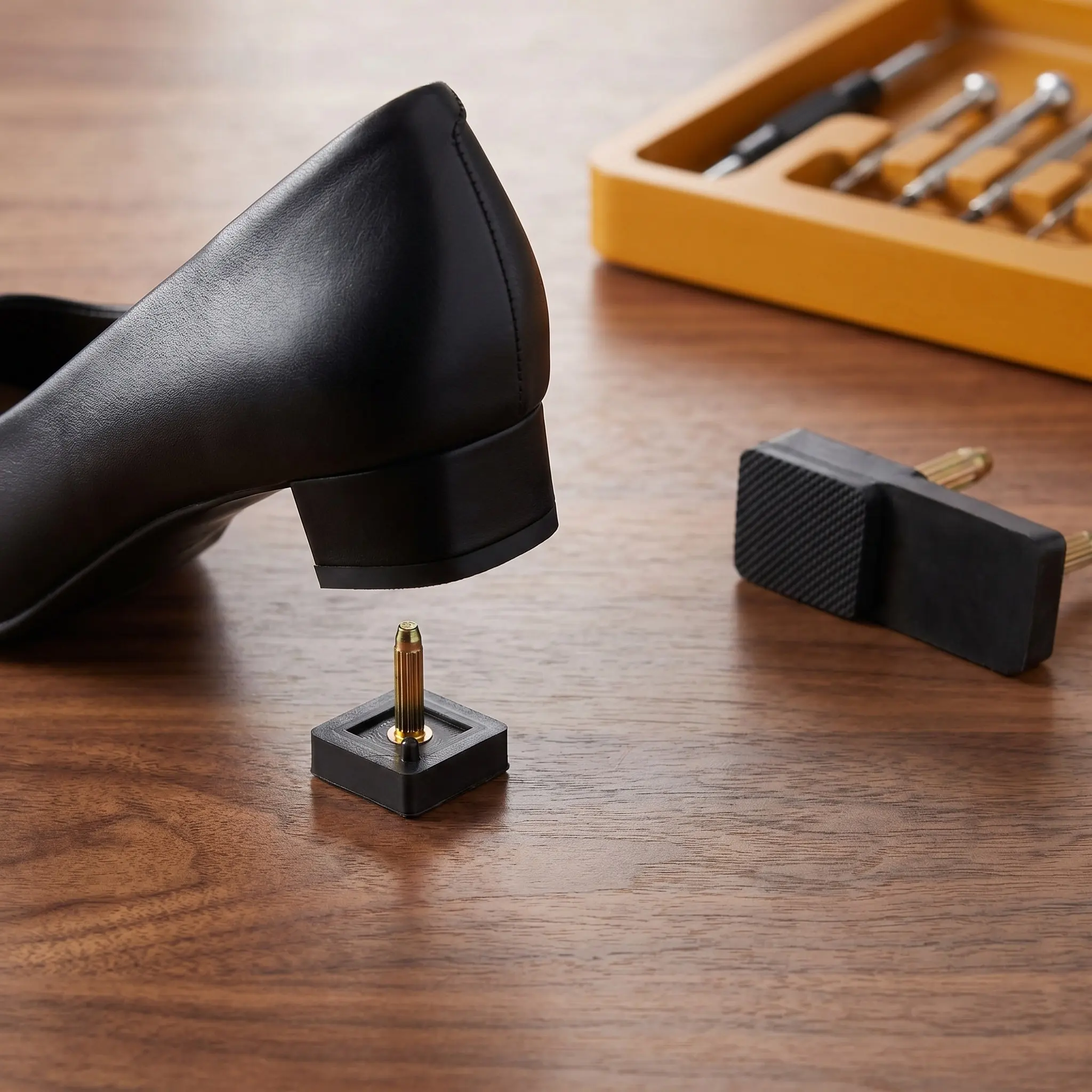 5 Pairs Heel Tip Bottom Replacement Tips Caps for Repairing Shoe Black High Taps Heels