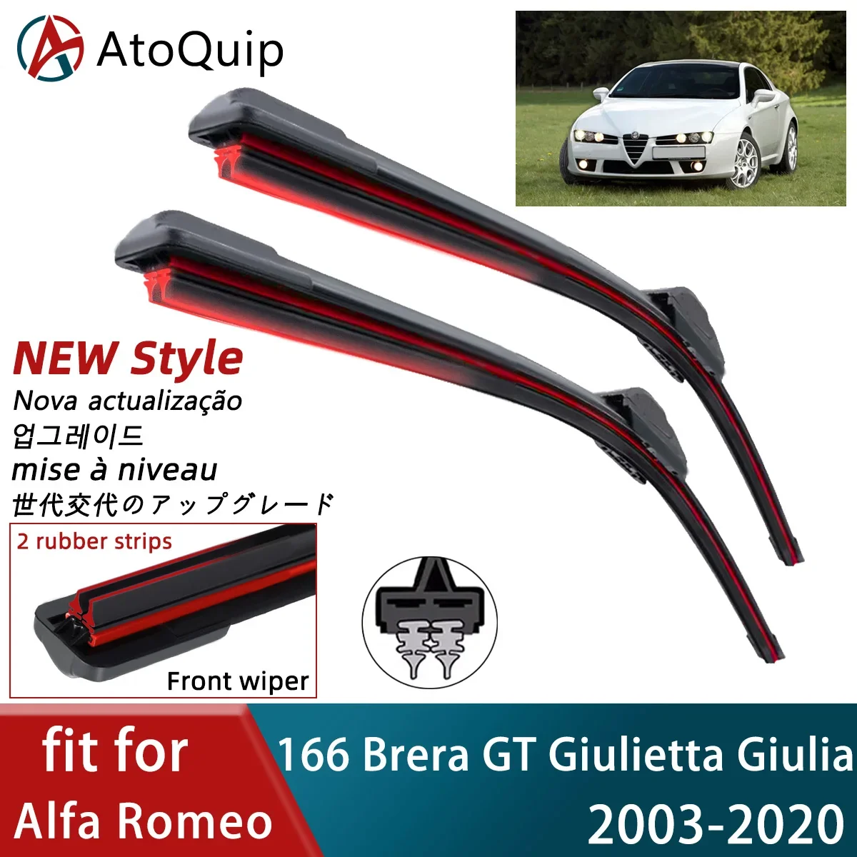 Double Rubber Car Wiper for Alfa Romeo 166 Brera GT Giulietta Giulia Front Wiper Blades Brushes Cutter Accessories Windscreen