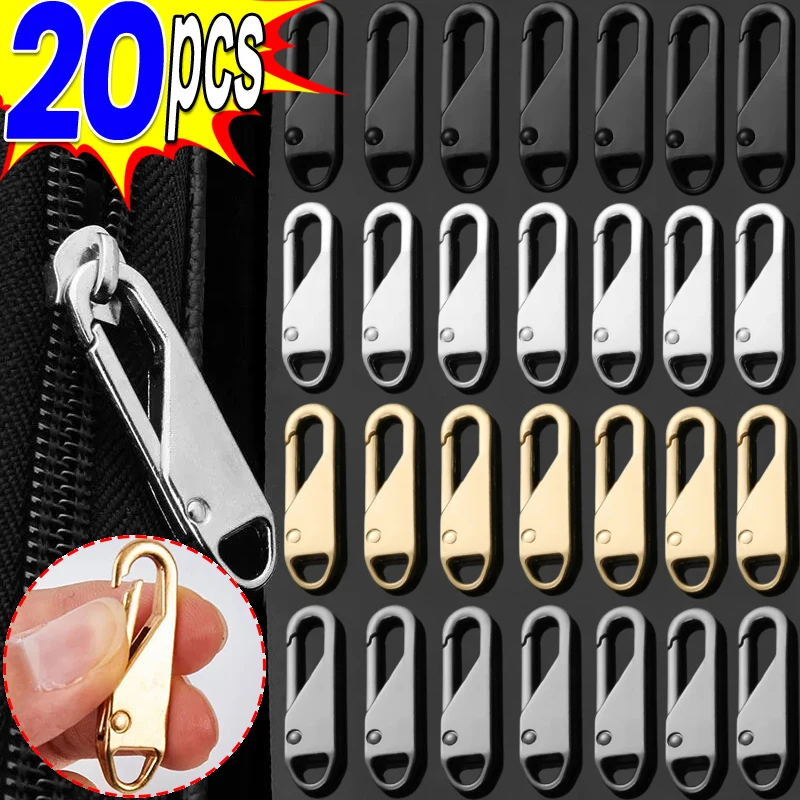 금속 지퍼 범용 인스턴트 픽스 분리 지퍼 수리 키트 교체 지퍼 슬라이더 치아 구조 디자인, DIY 재봉용, 20 개