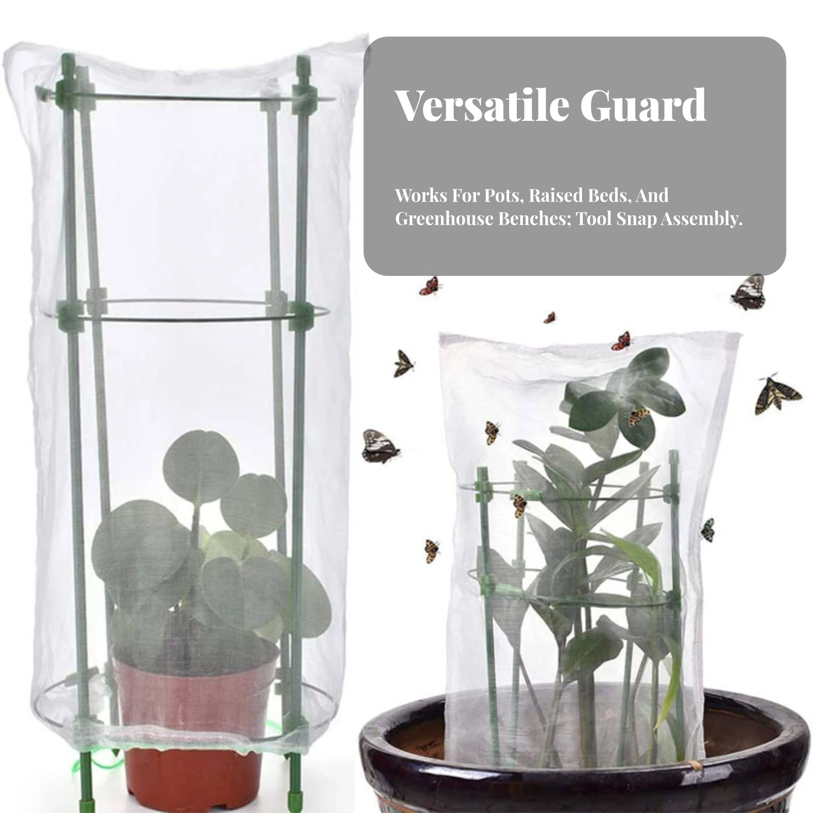 2 Pieces Mesh Plant Cover with Support Frame Lightweight Plant Cage with Mesh Bag Garden Accessory Outdoor for Gardeners