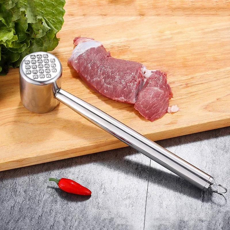 Meat Tenderizer Mallet,Meat Hamme,304 Stainless Steel,Kitchen Meat Mallet, Hammer Extended Handle for Steak Beef Chicken Pork