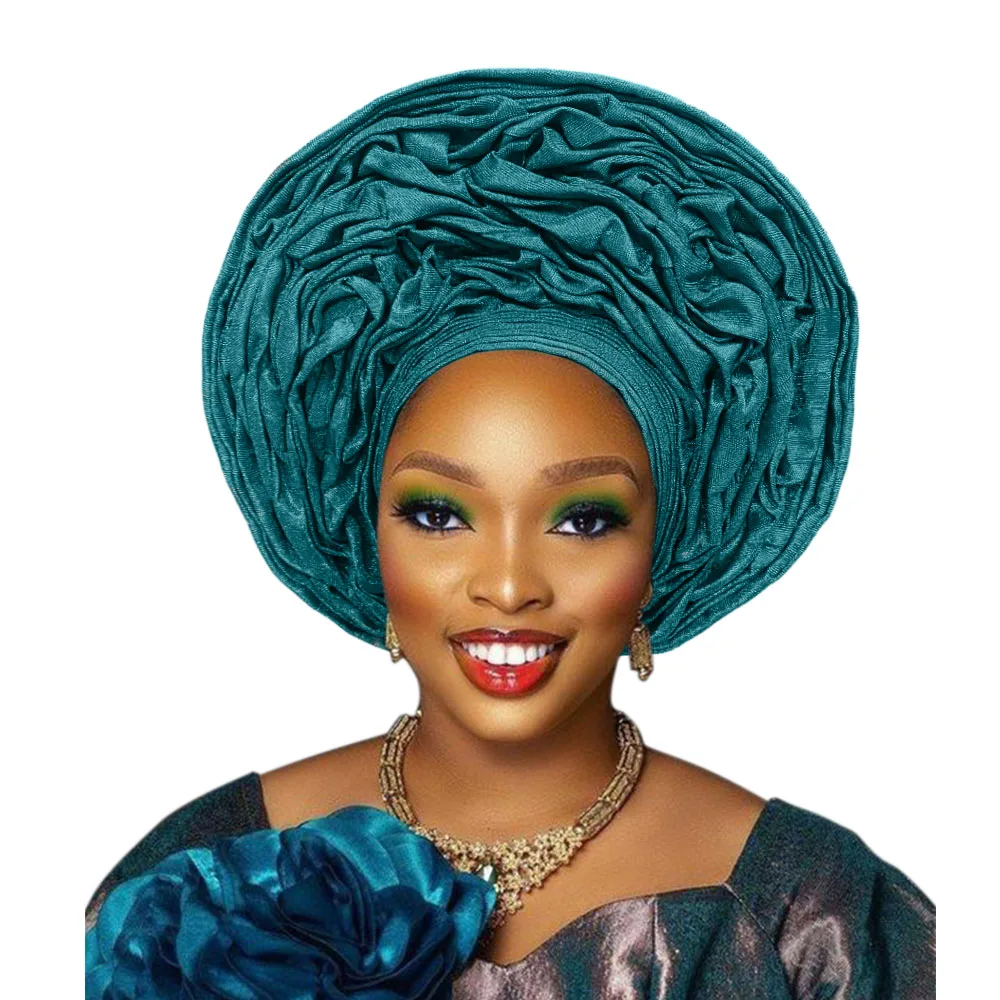 Nigerian Aso Oke Headtie Auto Gele Headwrap African Fashion Wedding headdress for women