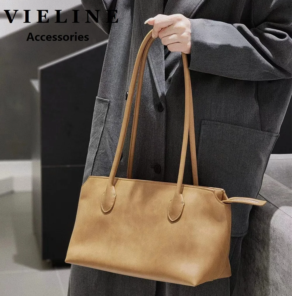 

VIELINE Retro Women's Shoulder Underarm Bag Real Leather Vintage Tote Bag Ladies Minimalist Handle Bag