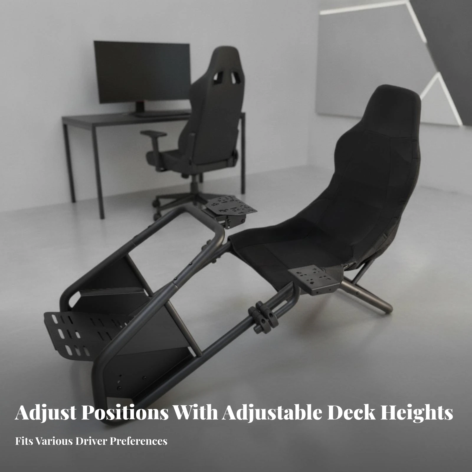 Racing Simulator Cockpit with Seat Universal Compatibility Racing Simulator Cockpit Driving Wheel Stand Ergonomic Furniture view 3