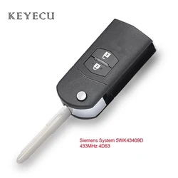 Keyecu Aggiornato Vibrazione Auto Chiave A Distanza Fob 2 Button 433MHz 4D63 per Mazda 2 DE serie 2012-2014 p/N: siemens Sistema di 5WK43409D/E/F