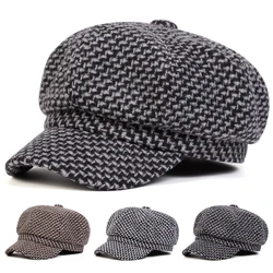 Unisex Thousand Bird Grid Personality Newsboy Hat Spring Autumn Retro Beret Hats Wild Casual Hats Octagonal Cap