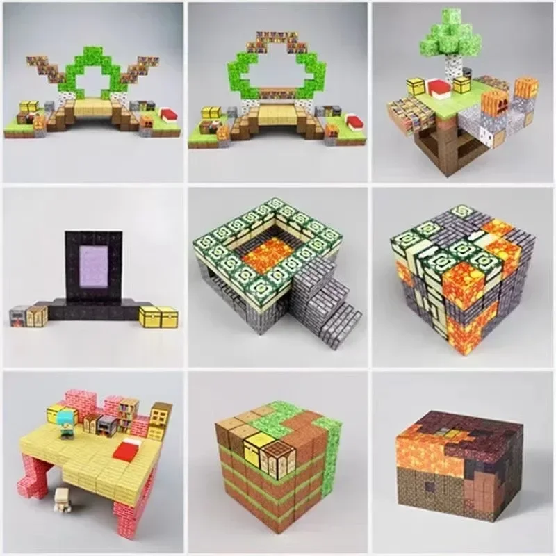 50/peças meu mundo minecraftinglys modelo magnético mini-montagem diagrama blocos magnéticos brinquedos educativos modelo blocos de construção brinquedos