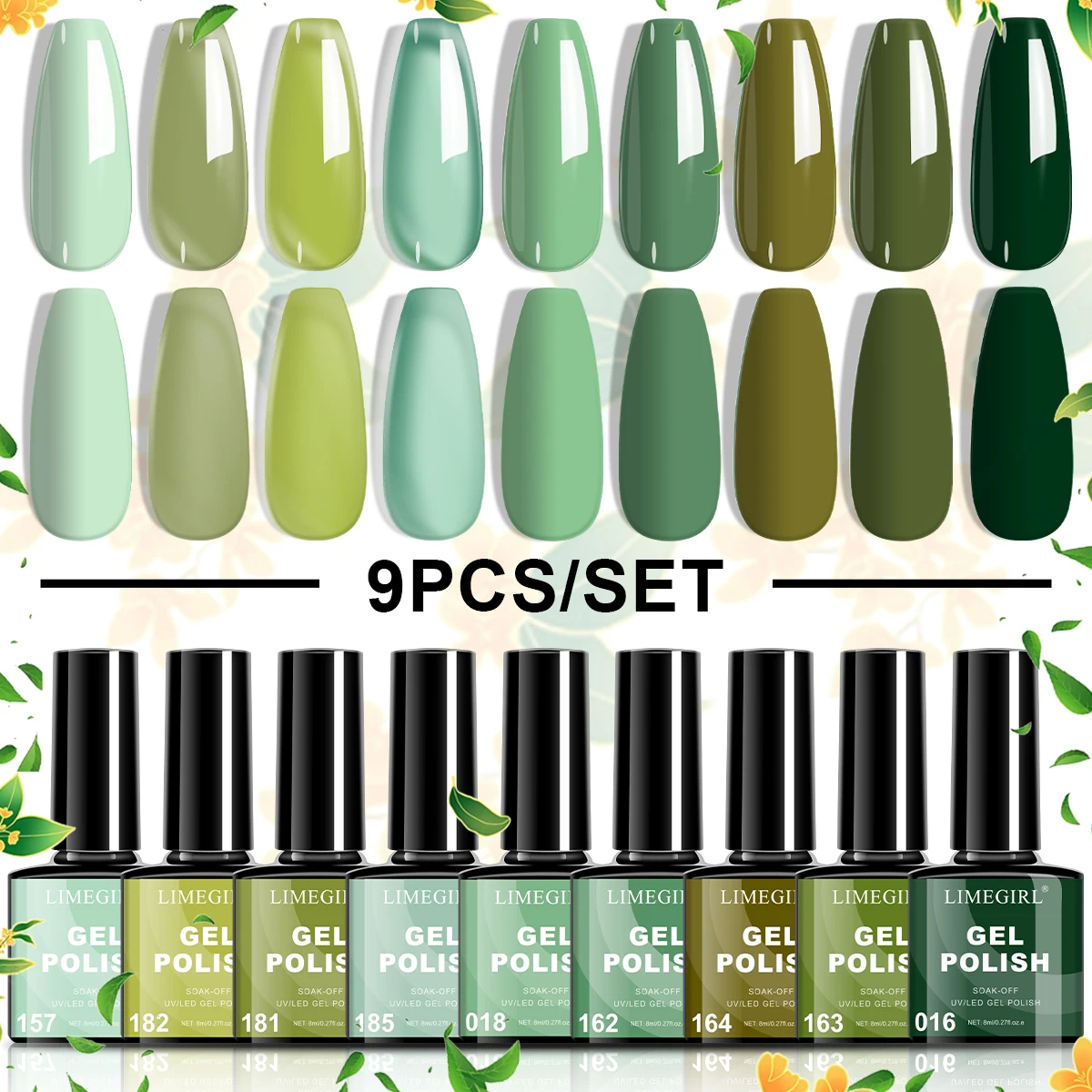 

Nail Gel Polish Set 9PCS 8ML Glitter Art Gel Varnish Soak Off UV LED Gel for Beginner Manicure Art DIY Salon & Home Supplies Kit