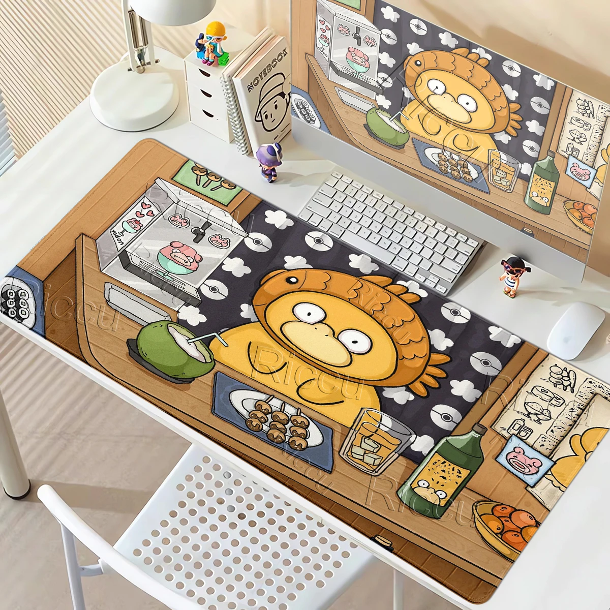 Mouse Pads Anime Extended Gamer Mechanical Keyboard P-pokemon Desk Offices Accessories Psyduck Carpet Gaming Notbook PC Deskrugs