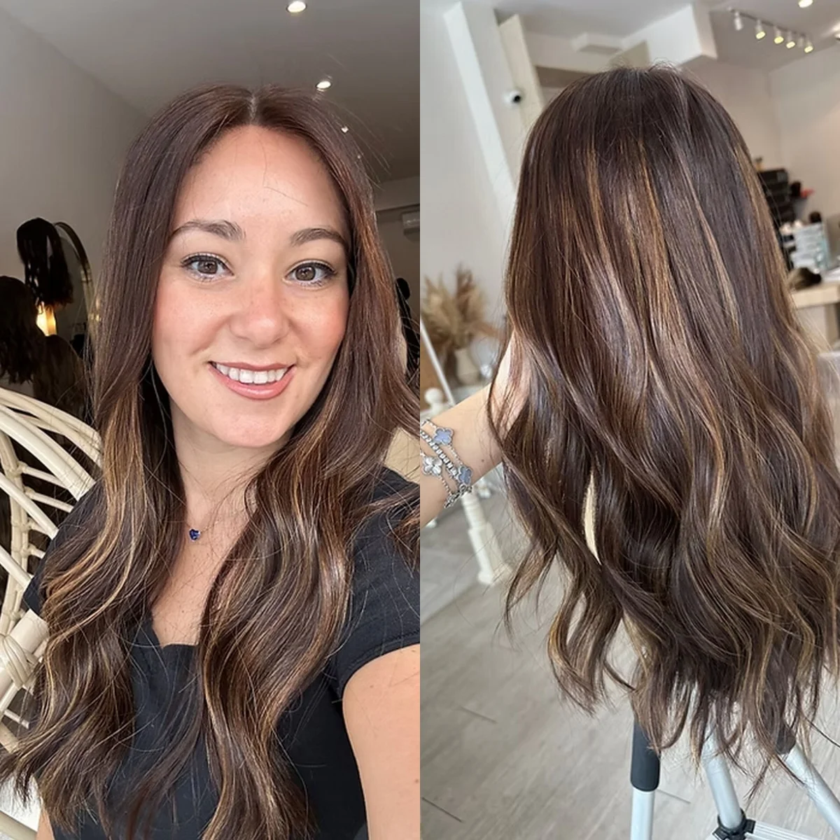 Ombre Brown Highlights Synthetic HD Lace Front Wigs Brunette Long Body Wave Wig Female Ready to Ship Original Factory Cheap Wig
