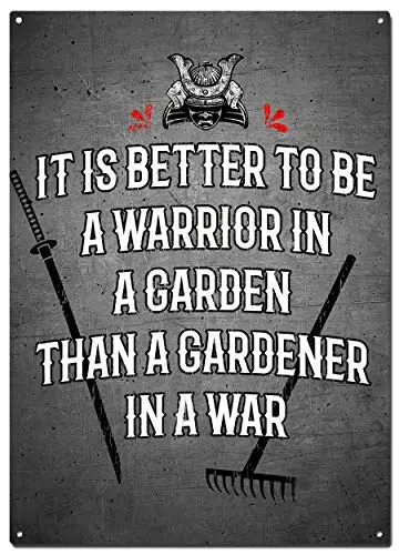  Warrior in The Garden Metal Tin Signs,Martial Arts Colorfast Posters, Decorative Signs, Wall Art, Home Decor