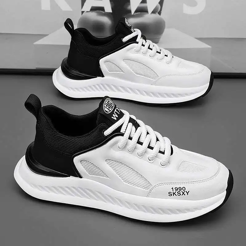 

New men's shoes with breathable mesh upper and thick-soled running white Dad trendy shoes are on promotion A 1-7