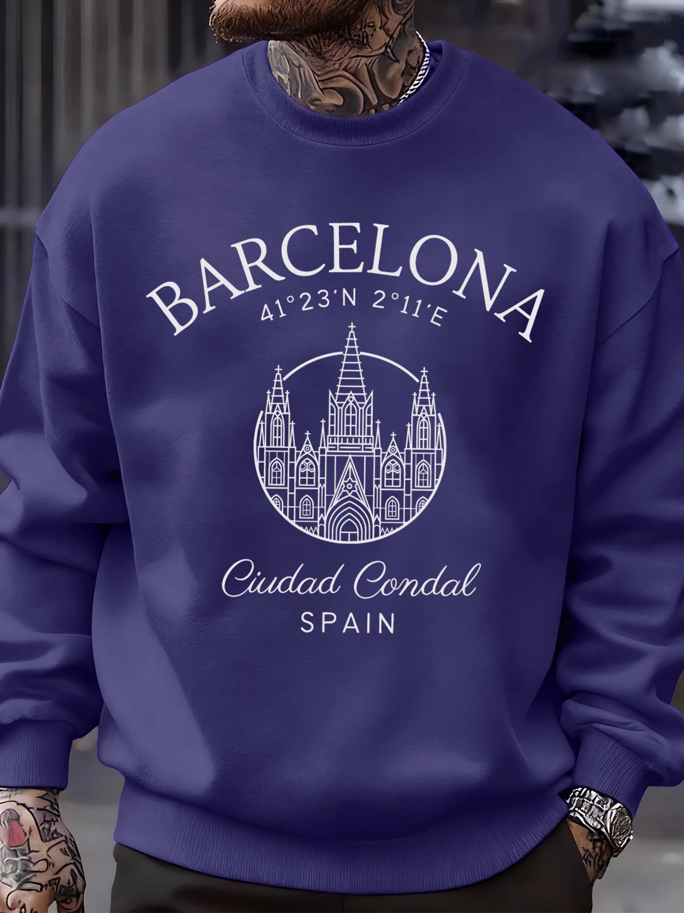 Street Fashion Barcelona - Barcelona Cprint Autumn Men Sweatshirt Fleece