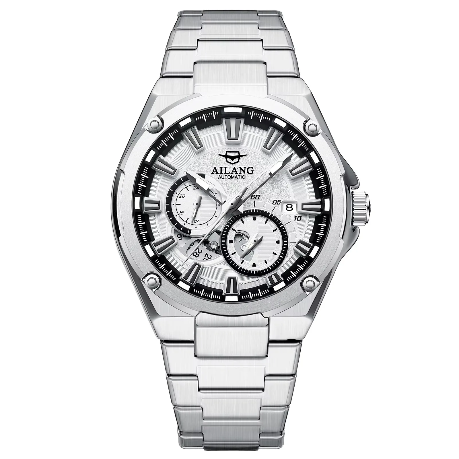 

Ailang men's mechanical watch automatic black technology luminous waterproof calendar simple business watch