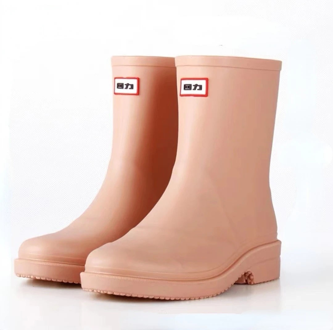 New Women Short Rain Boots Waterproof Rubber Rainboots Female Wellies Boots Non-slip Water Shoes