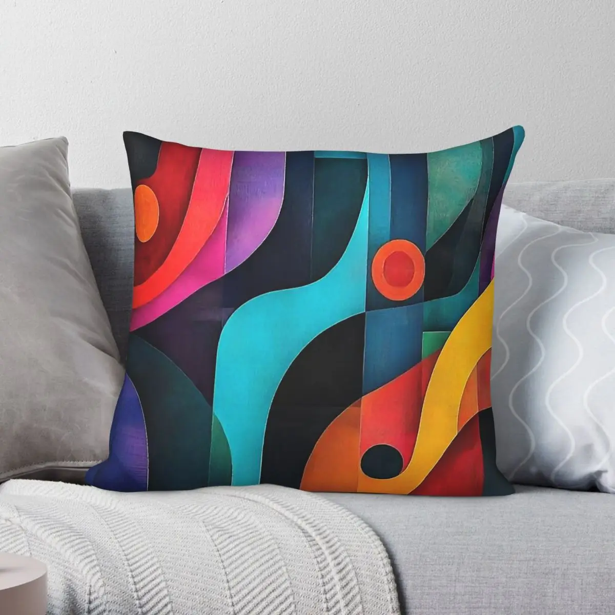 Abstract Motion Square Pillowcase Polyester Linen Velvet Printed Zip Decorative Throw Pillow Case Car Cushion Cover 18