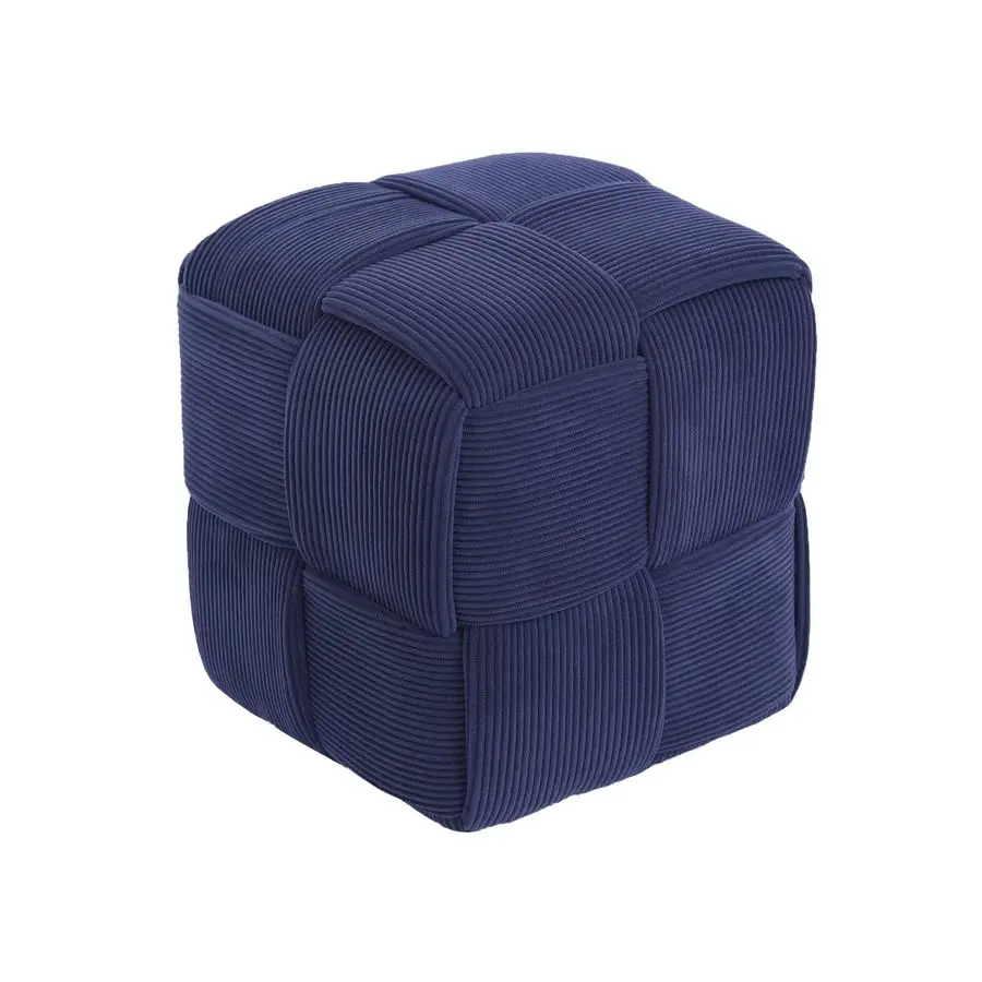 

Foot Rest Soft and Comfortable Ottoman Square Corduroy Woven Design Sofa Stool Blue