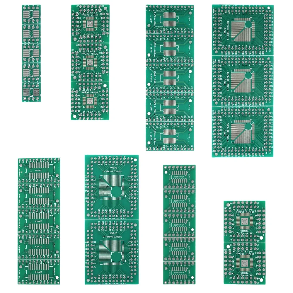 30pcs 6 types pcb prototype board SMT Turn To DIP Adapter Converter Board Set FQFP32/100 QFN48 SOP8/16/24/28 PCB circuit board