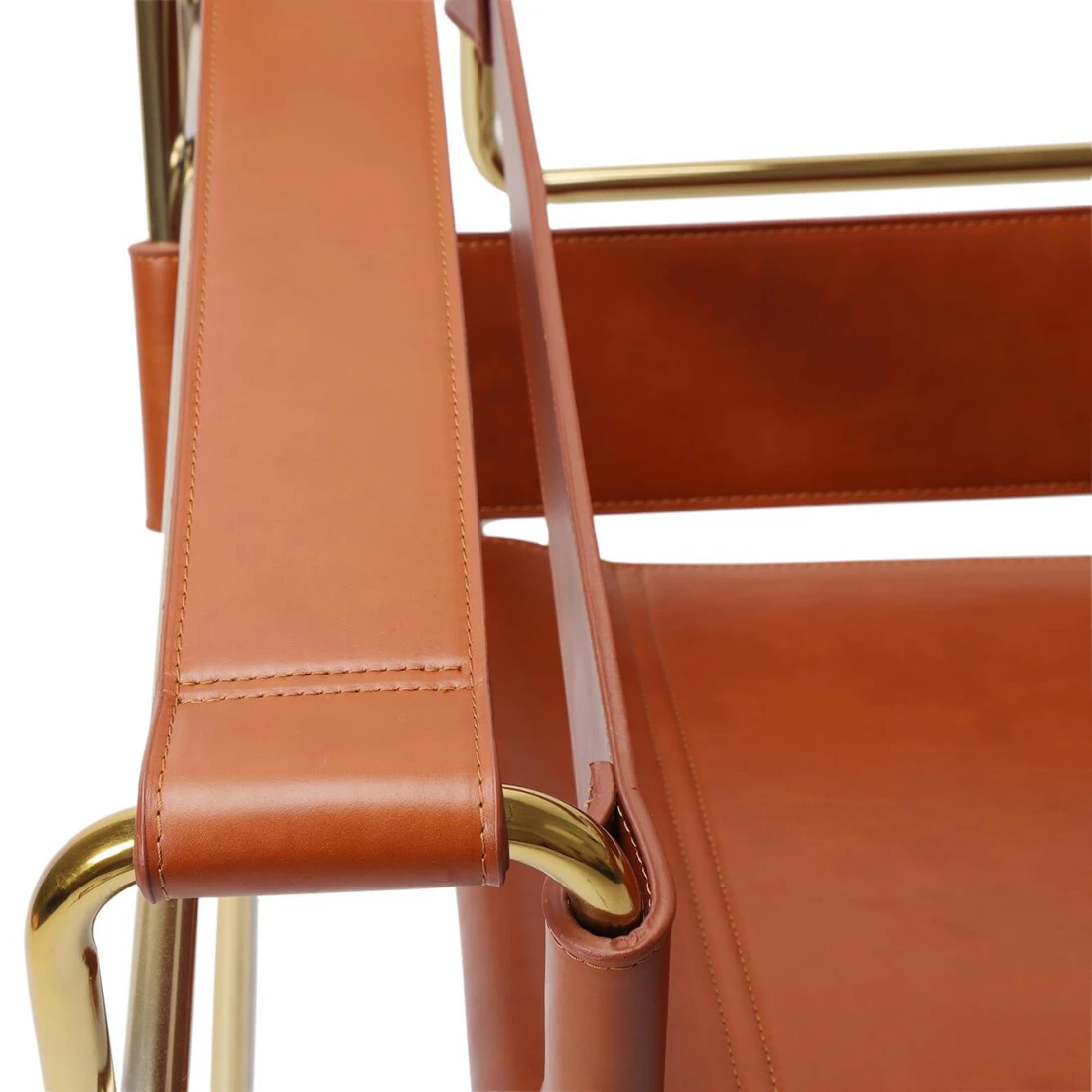 Modern Scandinavian Chrome Frame Leather Strap Chair with Disassemble Feature for Living Room Bedroom & Hotel Use Leisure Style