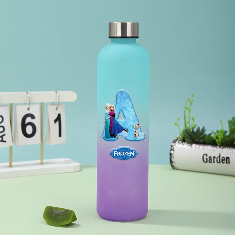 

New Frozen Anna Elsa Fun Letters A-Z Water Cup Disney Cartoon Anime Water Bottle Large Capacity Leak Proof Outdoor Drinking Cups