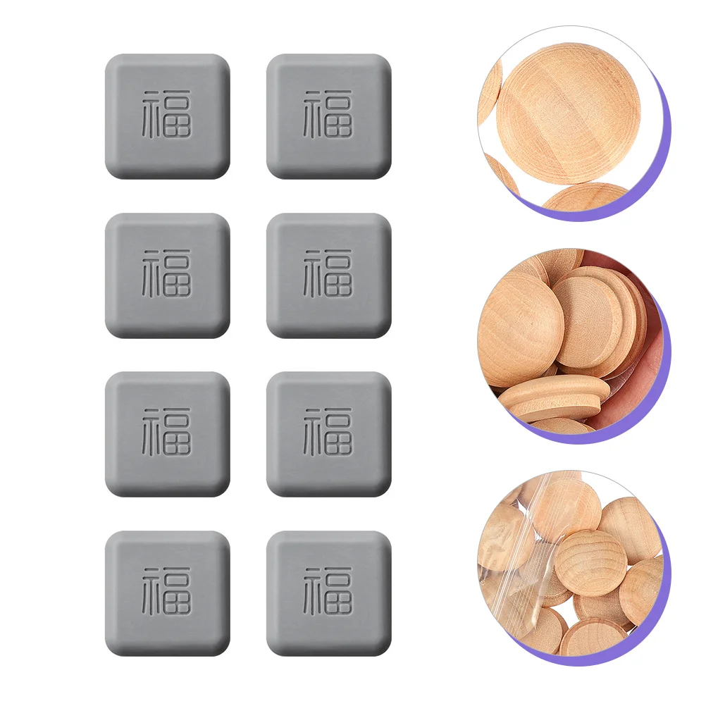 8 Pcs Shockproof Fu Word Furniture Mat Door Handle Bumpers Silica Gel Adhesive Anti-collision Pads