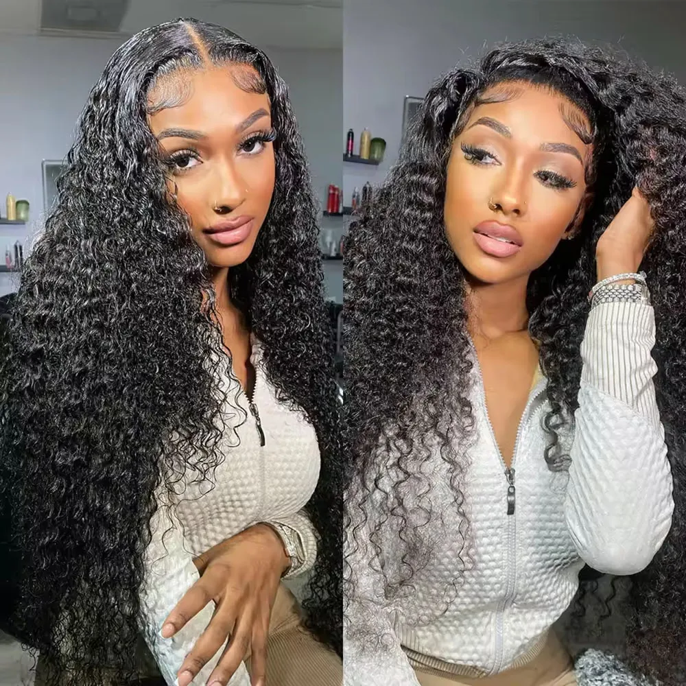 

Deep Wave Hair Wig 16-36 Inch 100% Brazilian Human Hair Wig 13x4 Transparent Lace Frontal Wig Pre Plucked 180 Density For Women