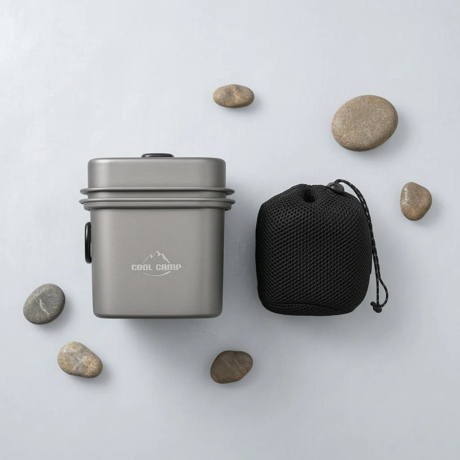 

2 Pieces Square Camping Pot Mesh Storage Pouch Nesting Cookware Set Aluminum Camping Cookware Easy to Clean Outdoor Gear