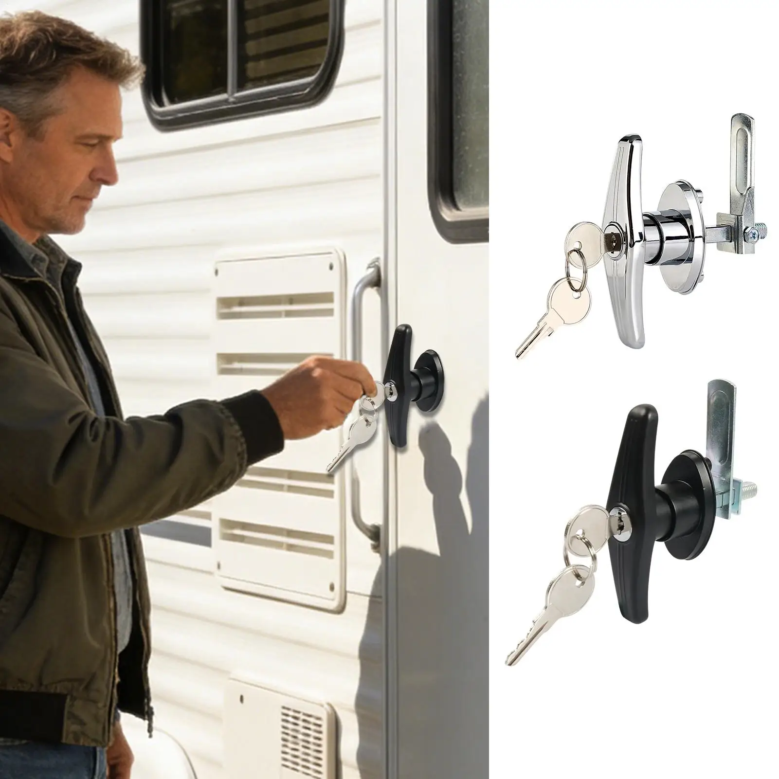 Rv Door Lock Replacement Heavy Duty High Security Trailer Accessories Rv Door Handle Deadbolt Lock For Motorhome Travel Entry view 6