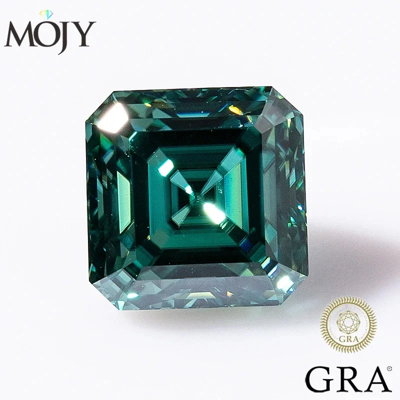 

MOJY Green Color Moissanite Loose Stone Asscher Cut 0.5~7.0ct Lab Gemstone Pass Diamond Tester with GRA Certificate Fine Jewelry