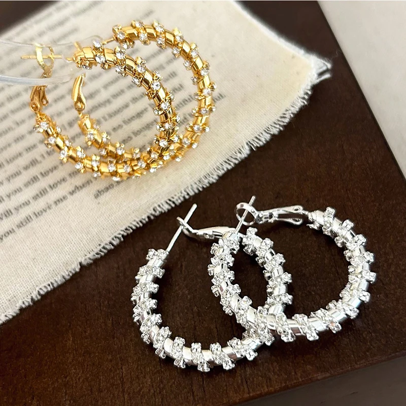 

PONYKISS 925 Sterling Silver 18K Gold Zircon Twisted Round Hoop Earrings for Women Trendy Fine Jewelry Minimalist Accessories