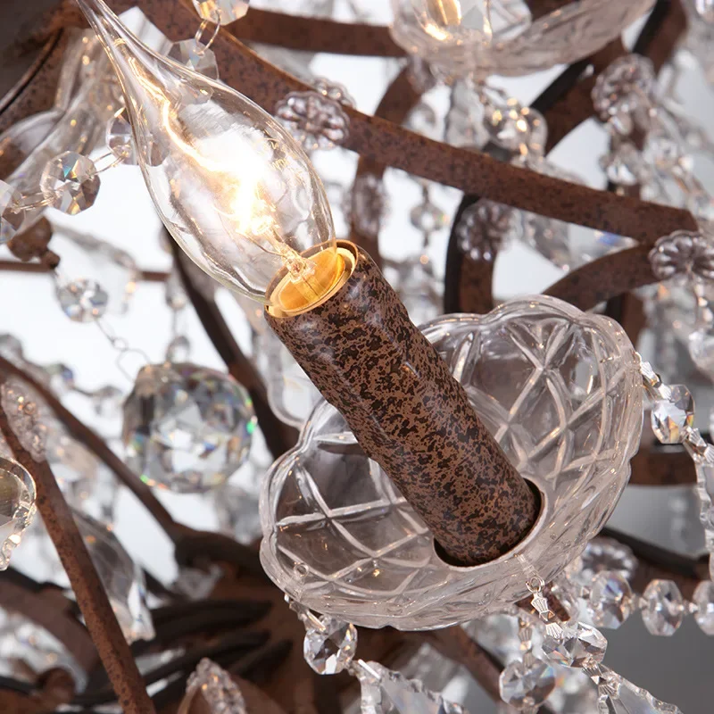 Vintage Crystal Chandelier Church living room light Mid century Rustic Candle Chandeliers globe birdcage LED lighting