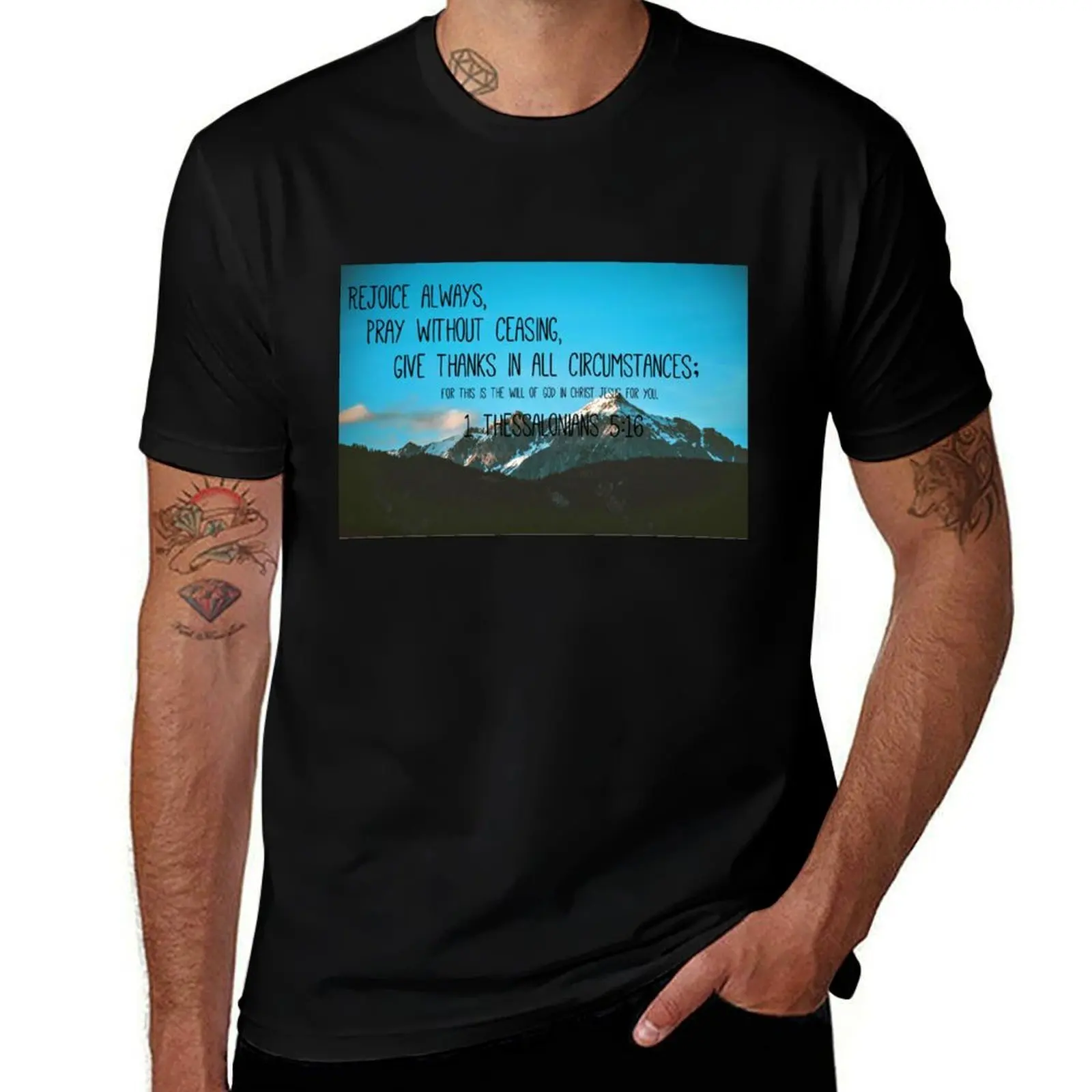 

1 Thessalonians 5:16 T-Shirt T-shirts oversize man clothes tops mens graphic t-shirts big and tall