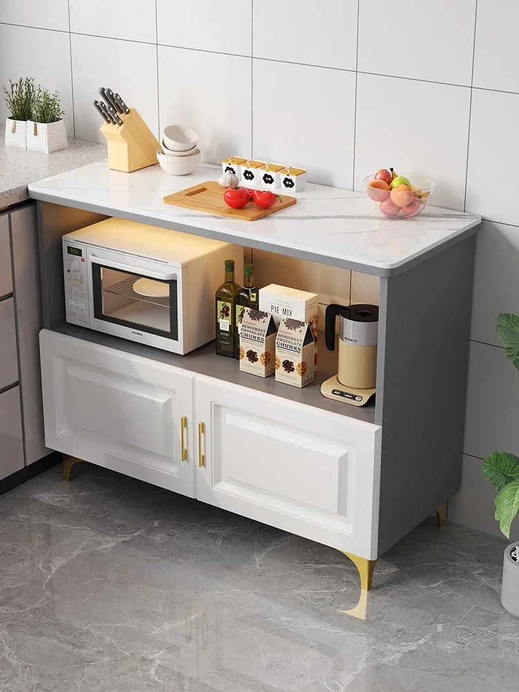 Kitchen Slate Shelves Lockers Floor to Floor Household Multi-layer Console Microwave Oven