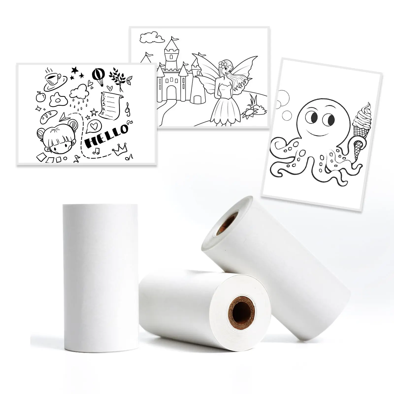 Thermal Sticker Paper 3 Rolls 57mm*30mm for Photo Printing for DIY Study Notes List White Adhesive Thermal Paper