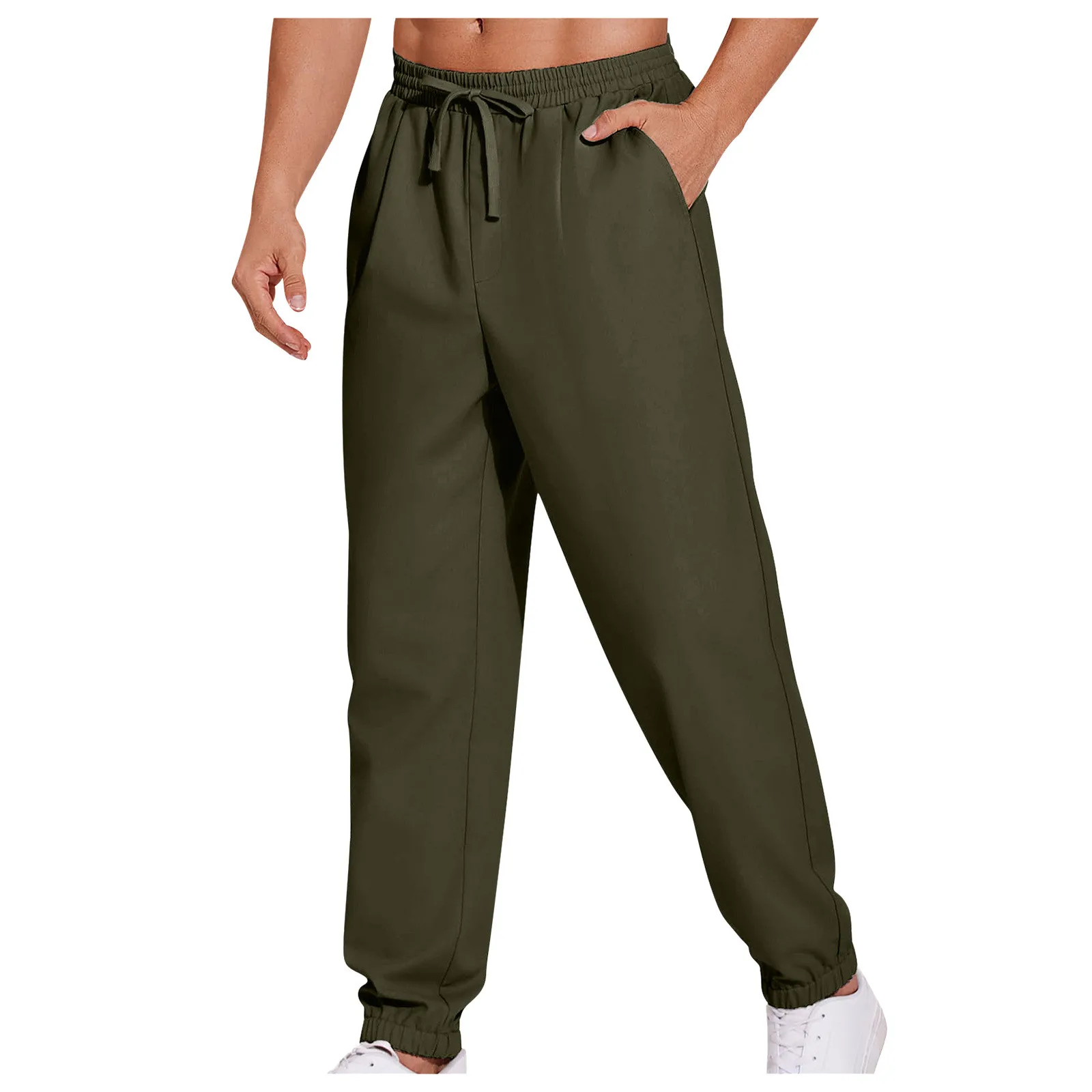 Heren Effen Kleur Korset Broek Nieuwe Sport Elastische Broek Losse Outdoor Sneldrogende Hardloopbroek Eenvoudige All Match Casual Broek