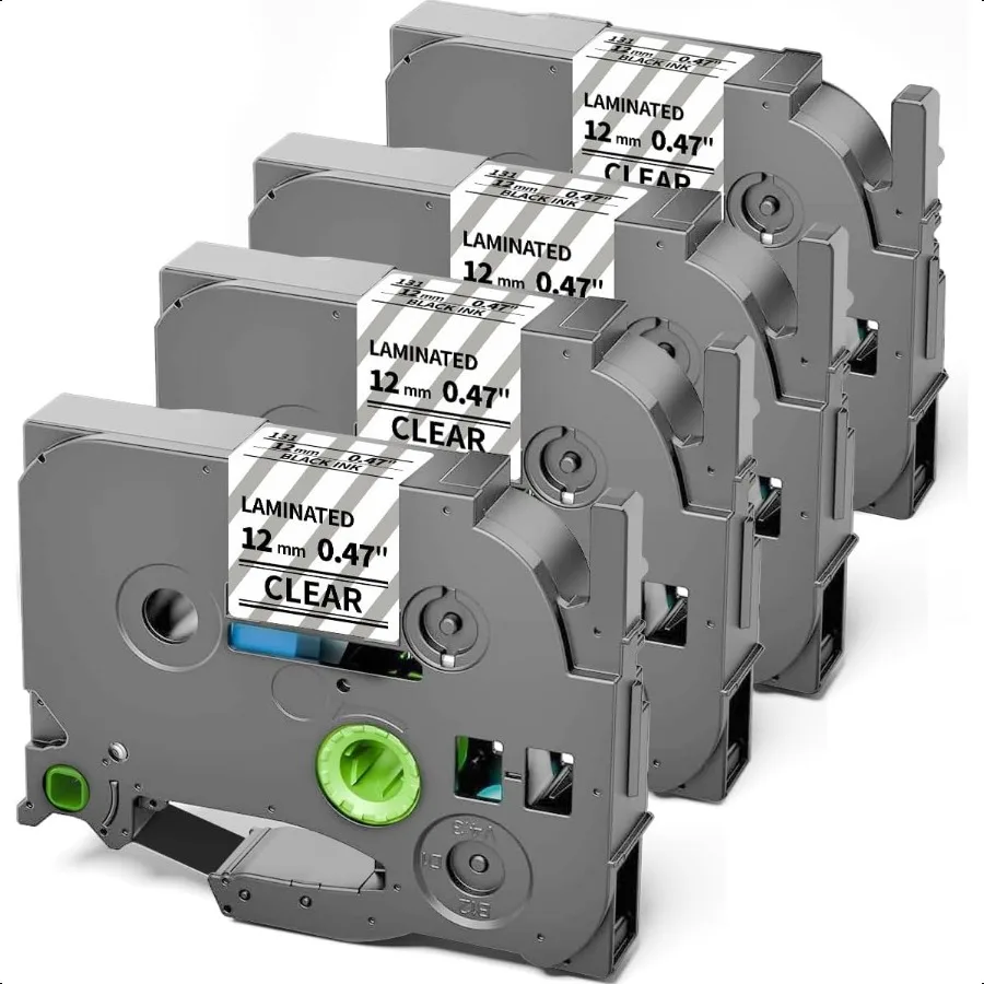 

Лента TZe TZ 12 мм 0,47 Ламинированная прозрачная замена ленты для этикеток Brother PTouch Прозрачная лента для изготовления этикеток TZe131 Черная на прозрачной ленте Wo